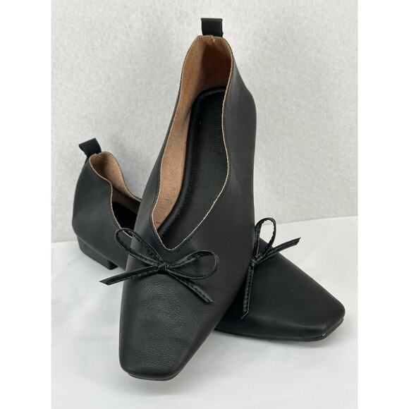 Bileinolang Shoes - Bileinolang NWOT Black Ballet Bow Leather Flats  42